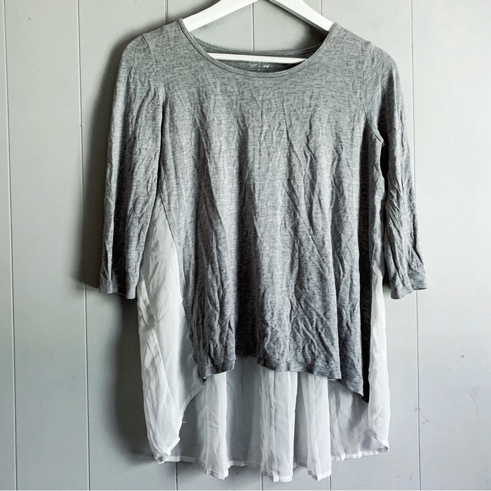 Apt 9 Pleated Sheer Back Hi Lo Top S